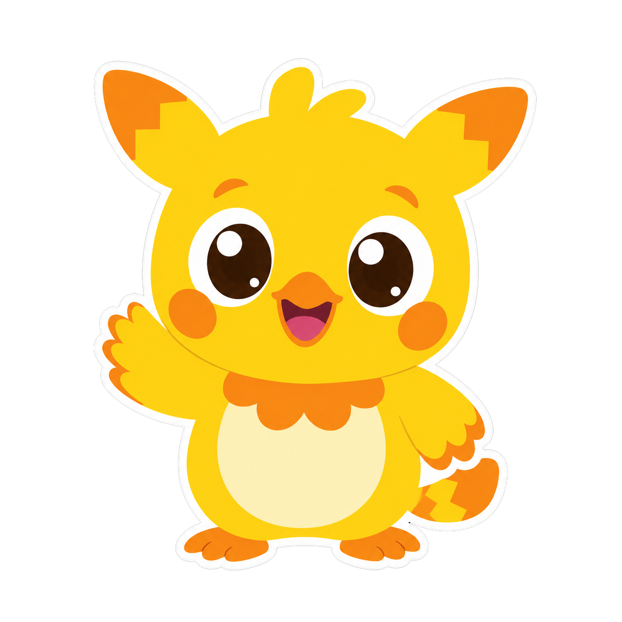 Pip, the Spotlings mascot — a happy yellow creature waving